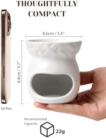 INGOFIN Ceramic Wax Melt Warmer & Essential Oil Burner, Tea Light, White - Image 6