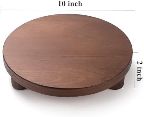 Wood Riser for Decor, 2 Pack Wood Pedestal Stand for Display, Round Wooden Tray for Kitchen Counter, Wooden Pedestal Stand for Plant Pot Indoor (Round - Brown) - Image 7