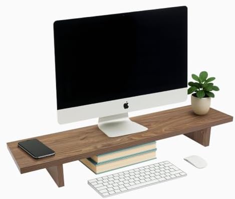 Desky Minimal Monitor Stand Walnut Rubberwood - Image 2