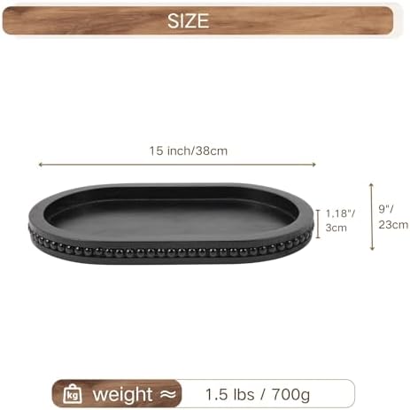 Decorative Oval Black Wood Tray for Coffee Table Home Decor - Image 2