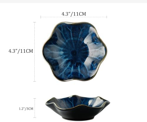 Ceramic Jewelry Dish Tray - 4-Leaf Clover Ring Holder Lotus Trinket Tray, Elegant Decorative Gift for Women (2Pcs Blue - Lotus Leaf) - Image 2