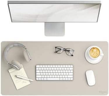 Smead Vegan Leather Desk Pad Mat, Office Desk Mat, Medium, Sandstone Beige by SMEAD