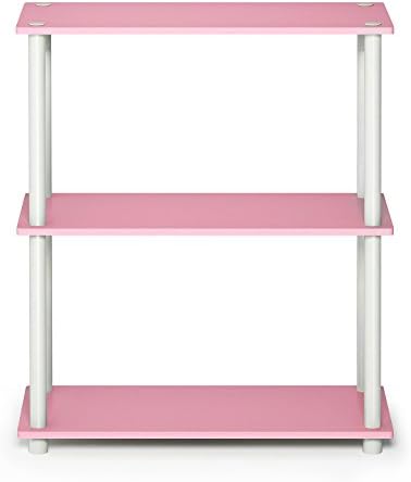 Furinno TURN-N-TUBE Storage Shelves, 3-Tier Book Shelf, Corner Shelf, Toolless Open Shelves, for Organization and Storage, Living Room, Garage, Home Office, Pink - Image 4