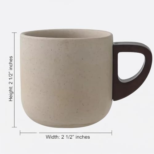 Artizan Handcrafted Ceramic Espresso Cup with Wooden Handle – 150 ml Small Espresso Cup, Rustic Speckled Sandstone Coffee Cup – Pack of 2 - Image 7
