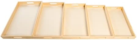 Wooden Nested Serving Trays, Unfinished Rectangle Trays with Cut-Out Handles for Crafts, Ottomans, Serving and Home Décor – Set of 5 - Image 3