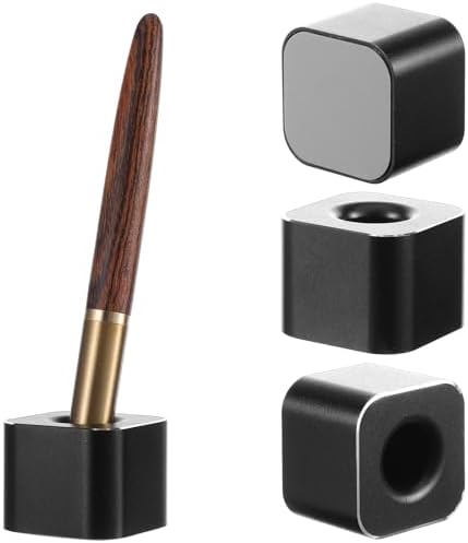 4 Pieces Single Pen Holder For Desk, Solid Metal Fountain Pen Stand, Square Pen Stand, Mini Pen Display Stand Toothbrush Holder, Desk Organizer Accessory, For Home, Office, Students, Teachers (Black) by Tolare