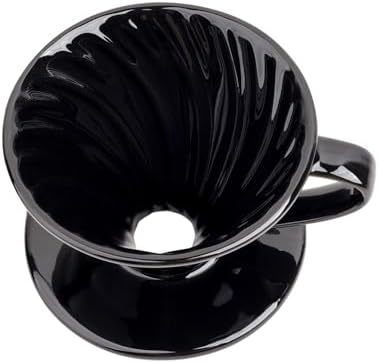 Pour Over Coffee Maker, Single Cup Ceramic Coffee Dripper, Reusable Filter Cone Drip Holder Slow Brewer with Hole Flat Bottom for Home, Office, Travel, Camping (Black) - Image 2