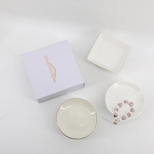 COLLECTIVE HOME - Ceramic Jewelry Tray, Decorative Geometric Jewelry Dish, Luxurious Trinket Tray with High Base, Birthday Mother's Day for Women (Square Glossy) - Image 5