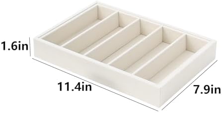 Bedside Organizer - Multi-use Holder for Desk Drawer, Nightstand, Desktop - Catchall Tray for Jewelry, Sunglasses, Phone, Watch, Perfume, Lipstick (Beige 5Grid) - Image 6