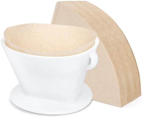 Segarty Camping Coffee Dripper Set, Collapsible White Silicone Coffee Maker with 200PCS Disposable Coffee Filter Cone Paper, Single Serve Dripping Brewer for Travel Backpacking by Segarty
