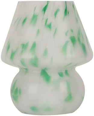 Mushroom Lamp with LED Bulb, Small Glass Bedside Lamp, Green&White - Image 2