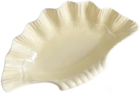 Ceramic Shell Jewelry Dish Tray - Multifunctional Entryway Storage Bowl - Stylish Seashell Decor for Home Organization (Beige) by Unknown