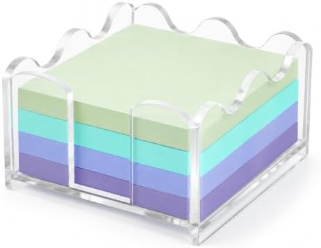 Clear Acrylic Sticky Note Holder Wavy Memo Pad Dispenser for Desk Storage by Unknown