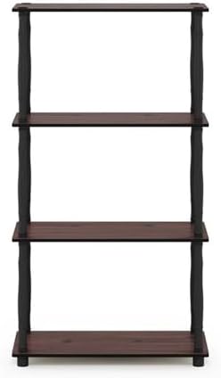 Furinno Turn-N-Tube 4-Tier Multipurpose Shelf Display Rack, Classic Tubes, Dark Cherry/Black - Image 4