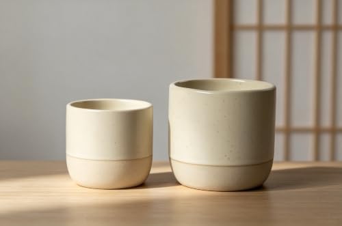 Japanese Ceramic Mug, Vintage Tea Cup, 12oz Cup, No Handle Drinking Cup for Cold Brew, Iced Coffee, Latte, Tea (Beige) - Image 7