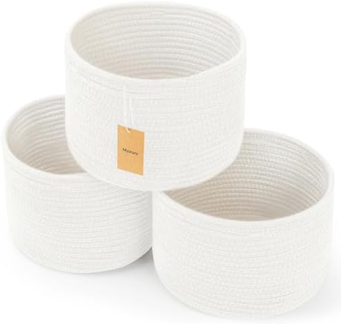 3 Pack Small Rope Storage Baskets, 9.82×9.82×7.1", White by MaxuniTechLife