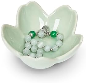 Koythin Single Green Floral Ceramic Jewelry Ring Dish by Koythin