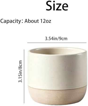 Japanese Ceramic Mug, Vintage Tea Cup, 12oz Cup, No Handle Drinking Cup for Cold Brew, Iced Coffee, Latte, Tea (Beige) - Image 2