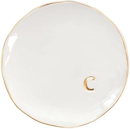 COLLECTIVE HOME - Ceramic Jewelry Tray, Decorative Trinket Dish for Rings Earrings Necklaces Bracelet Watch Keys, Birthday Mother's Day Christmas Gift for Women, 4.75", Glossy (c) by COLLECTIVEHOME