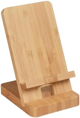 Wood Phone Stand, Desktop Wooden Phone Holder, Portable Office Phone Stand for Desk, Wood ipad Stand， Compatible with iPhone & All Cell Phones(Bamboo) by Unknown