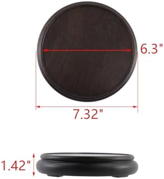 Oriental Wooden Pedestal Vintage Ebony Vase Lamp Teapot Base Solid Wood Round Display Stand Base for Classy Crafts Statue Home Decoration, 6.3" Inner Diameter - Image 2