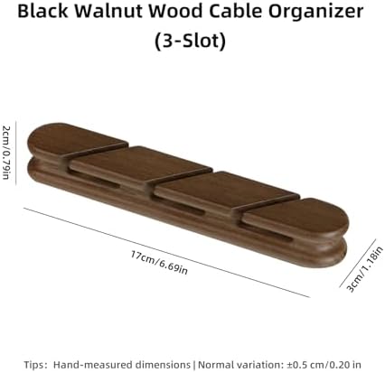 Black Walnut Wood Cable Organizer (3-Slot) Desk Cord Management - Image 5