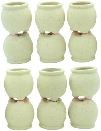 Wide Round Belly 12-Pack Rustic Boho Succulent Pots with Drainage - 1.6" Unglazed Rough Ceramic Planters, Matte Speckled Finish Mini Pots for Root Control & Modern Home Decor (Lemongrass) by Unknown