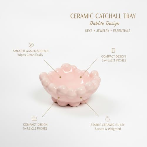 Multipurpose Ceramic Bubble Tray for Keys, Jewelry, and Coins – Versatile Desktop Organizer for Vanity, Entryway, or Office Desk (1 Piece) - Image 5