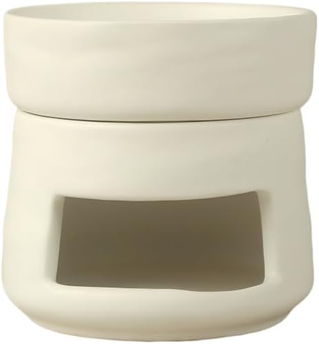 Ceramic Essential Oil Burner, 3.9 in Cube, White Aroma Diffuser with Separable Top Lid, Modern Minimalist Nordic Tealight Candle Holder for Home Spa Decor by Unknown