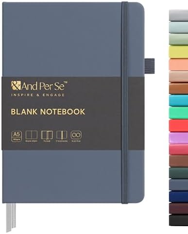 &And Per Se Blank Sketch Notebook, A5 Hardcover, 160 Pages 100gsm Thick Paper, Unlined Journal for Drawing, Doodling, Hand Lettering – Creative Gift for Artists, Designers, Writers (Dark Blue) by AndPerSe