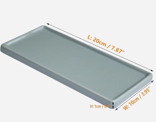 Ceramic Vanity Tray Small Rectangle, Bathroom Candle Grey Tray, Organizer for Candle, Soap, Jewelry, Perfume, Cosmetics Towel Holder for Decoration Bathroom, Kitchen, Counter, Restroom(Mid) - Image 3