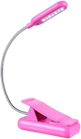 VAVOFO Rechargeable Book Light for Reading in Bed Kids, 7 LED Reading Light with 9-Level Warm Cool White Daylight, Eye Care Lamp with Power Indicator for Bookworms (Rose) by VAVOFO