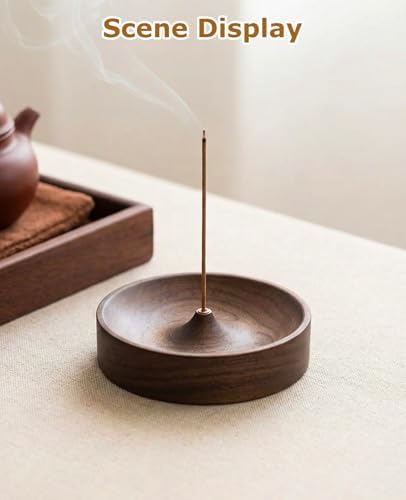 3PCS Incense Holder for Sticks with 3PCS Ash Brush, Wooden Black Walnut Burner Ash Catcher Bowl Tray for Home Décor, Meditation, Yoga, Spa - Image 5