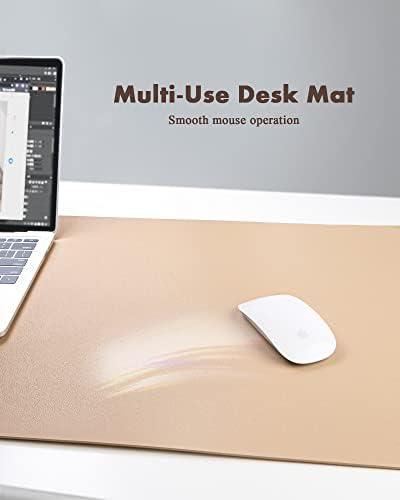 YSAGi Double-Sided Desk Mat, Eco Cork & Leather Desk Protector, Large Mouse Pad & Writing Pad for Office/Home (Apricot+Cork, 47.2" x 17") - Image 5