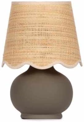 Benton Ceramic Table Lamp with Fabric Shade – 13" Bedside Accent Lamp for Bedroom, Living Room & Nightstand (Taupe) - Image 2
