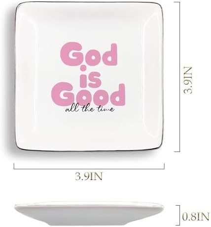 God Is Good Pink Jewelry Tray, Christian Bible Verse Gifts Ceramic Jewelry Dish Tray for Rings & Earring for Women, Religious Faith Based Gifts Ring Trinket Dish for Women - Image 6