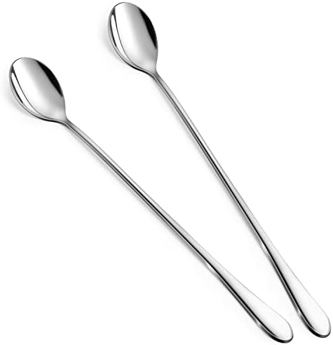 9" Ice Cream Spoons Long Handle Iced Tea Spoons Thicken Heavy Duty 2Pcs by Rainspire
