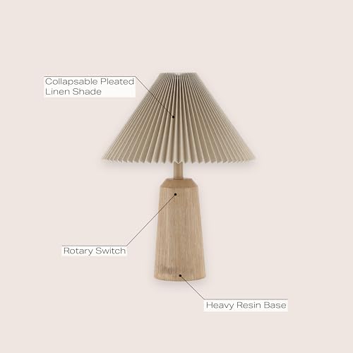 JONATHAN Y Arvid Table Lamp 20.5" Resin Metal Bedside, Beige Wood Finish - Image 2