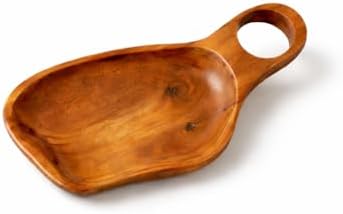 Solid Teak Wood Decorative Candle Tray – 12.2" Handmade Wood Tray with Handle, Rustic Farmhouse Coffee Table Decor for Home Styling by JOLLYMER