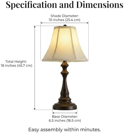 Traditional Table Lamp, Vintage Desk Lamp for Living Room with Fabric Shade, Farmhouse Bedside Lamp Brown Finish for Bedroom Nightstand Office Hotel (Pack-01) - Image 5