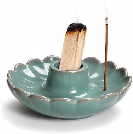 Ceramic Lotus Palo Santo Burner – 3-in-1 Mini Aromatherapy Diffuser by Unknown