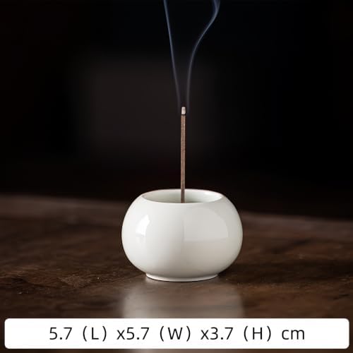 Gray Glaze Ceramic Incense Burner Bowl, 2.2 Inch Zen Stick Incense Holder with Ash Catcher, Minimalist Tabletop Censer for Meditation Yoga Aromatherapy, Home Office Desk Decor - Image 2