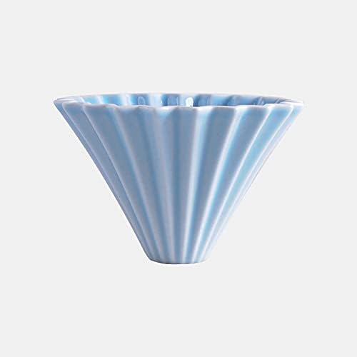 Origami Filter Cup,Ceramic Pour Over Coffee Maker, Non-Electric Pour Over Coffee Dripper, Easy Manual Brew Maker, Single Cups Porcelain for Home, Cafe, Camping, Coffee Gifts (light blue) by Goodening