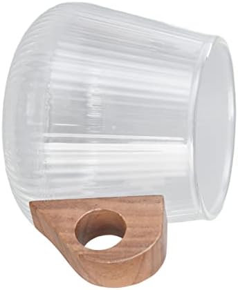 AYNEFY Glass Coffee Cup Cup Coffee Glass with Wooden Handle for Tea Milk Whiskey Home Kitchen Travel (450ml) - Image 3