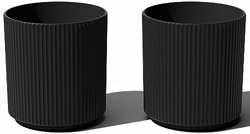 Veradek Round Demi Planter Pots for Indoor/Outdoor Garden Use, Made from Plastic-Concrete Mix with Drainage Holes, Perfect for Small to Large Succulent Plants, Flowers, Modern Interior Plants by VeradekOutdoor