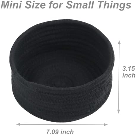 Small Woven Cotton Rope Baskets, Set of 3, Black - Image 4