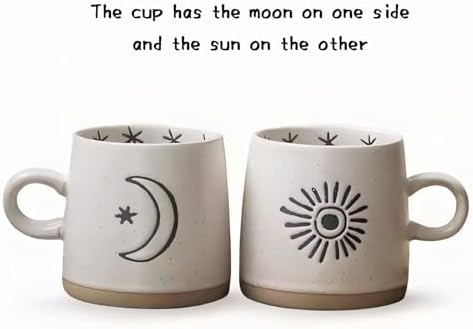 Ceramic Mug, Moon and Sun Coffee Mug with Handle, Daily Use Gift for Her/Him, Durable & Stylish Tea Cups for Home, Office - Dishwasher & Microwave Safe - Image 3