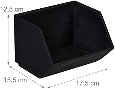 Relaxdays Bamboo Desk Organiser, Office & Home, 1 Compartment, Stackable, Multifunctional, 12.5x17.5x15.5 cm, Anthracite - Image 4