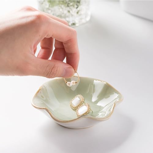 Small Ceramic Jewelry Holder Dish,Tray - Organizer for Necklaces, Earrings,Rings,Keys - Elegant Dessert Cake Plate Design (B-SET) - Image 5