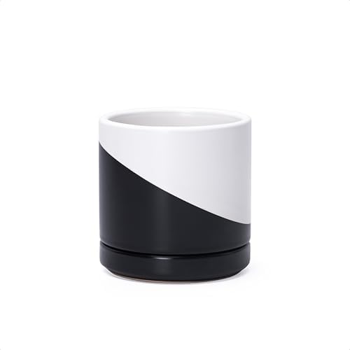 D'vine Dev 3.5 Inch Ceramic Planter Pot, Black White Diagonal, 94-O-A-K by DvineDevPlanterPotsandStand